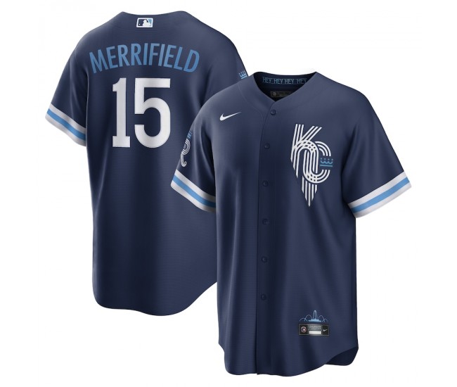 Kansas City Royals Whit Merrifield Men's Nike Navy 2022 City Connect Replica Player Jersey