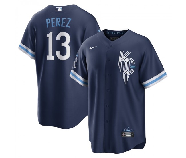 Kansas City Royals Salvador Perez Men's Nike Navy 2022 City Connect Replica Player Jersey