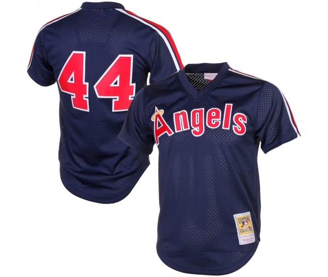 California Angels Reggie Jackson Men's Mitchell & Ness Navy Cooperstown Mesh Batting Practice Jersey