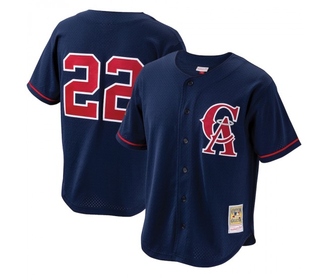 California Angels Bo Jackson Men's Mitchell & Ness Navy Cooperstown Collection Mesh Batting Practice Button-Up Jersey