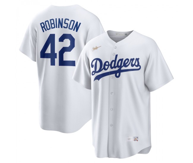 Men's Brooklyn Dodgers Jackie Robinson Nike White Home Cooperstown Collection Player Jersey