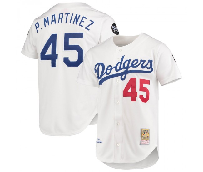 Los Angeles Dodgers Pedro Martinez Men's Mitchell & Ness White 1993 Cooperstown Collection Home Authentic Jersey