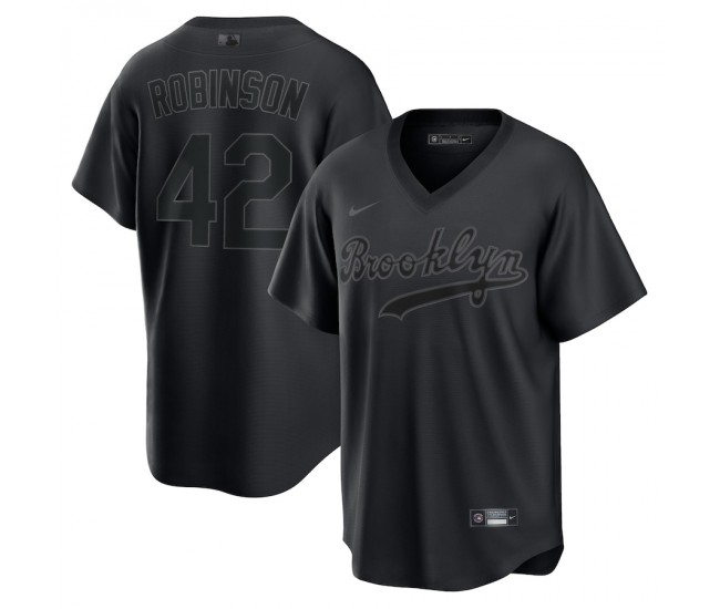 Brooklyn Dodgers Jackie Robinson Men's Nike Black Pitch Black Fashion Replica Player Jersey