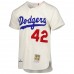 Men's Brooklyn Dodgers Jackie Robinson Mitchell & Ness Cream 1955 Cooperstown Collection Authentic Jersey