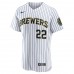 Milwaukee Brewers Christian Yelich Men's Nike White Team Alternate Authentic Player Jersey