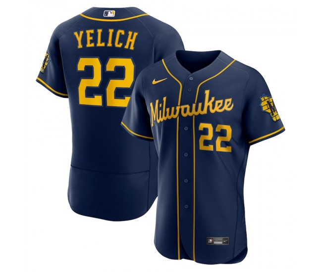 Milwaukee Brewers Christian Yelich Men's Nike Navy 50th Season Alternate Authentic Player Jersey