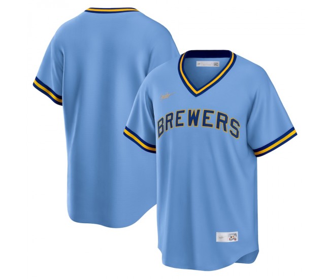 Milwaukee Brewers Men's Nike Powder Blue Road Cooperstown Collection Team Jersey