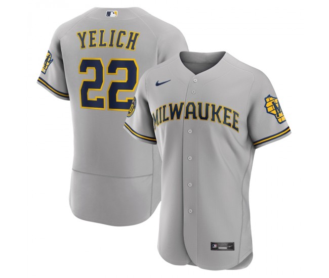 Milwaukee Brewers Christian Yelich Men's Nike Gray Road Authentic Player Jersey