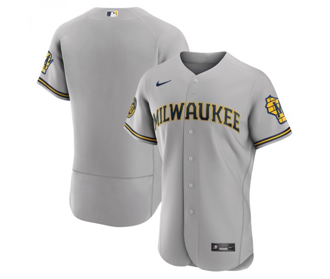 Milwaukee Brewers Men's Nike Gray Road Authentic Team Jersey