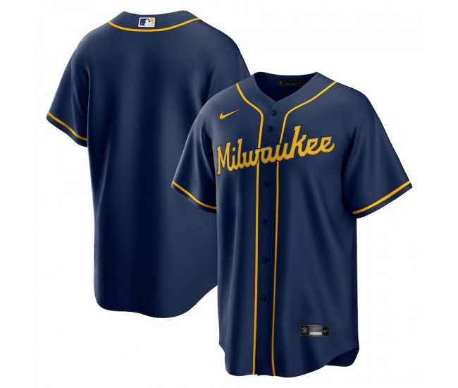 Milwaukee Brewers Men's Nike Navy Alternate Replica Team Jersey