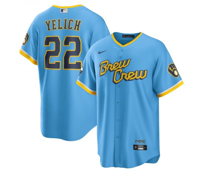 Milwaukee Brewers Christian Yelich Men's Nike Powder Blue 2022 City Connect Replica Player Jersey