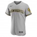 Milwaukee Brewers Christian Yelich Men's Nike Gray Road Authentic Player Logo Jersey