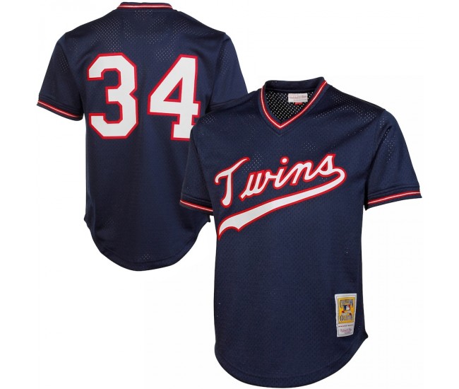 Minnesota Twins Kirby Puckett Men's  Mitchell & Ness Navy 1985 Authentic Cooperstown Collection Mesh Batting Practice Jersey