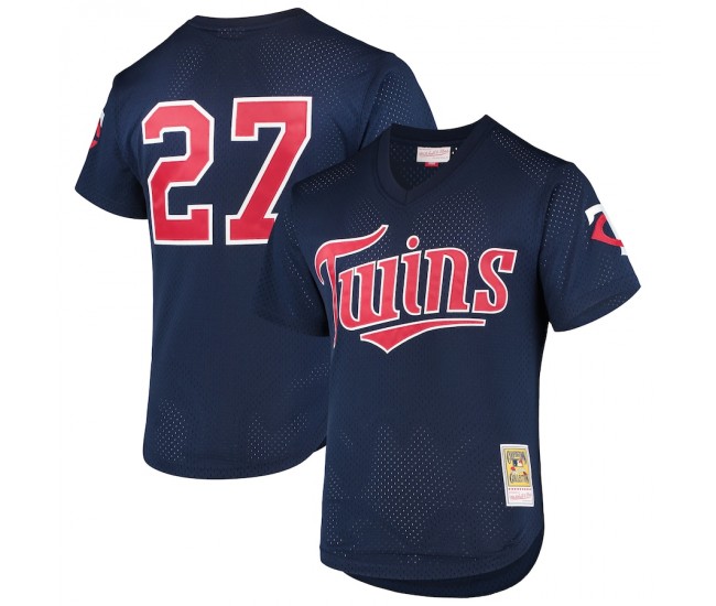 Minnesota Twins David Ortiz Men's Mitchell & Ness Navy 2002 Cooperstown Collection Mesh Batting Practice Jersey