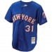 New York Mets Mike Piazza Men's Mitchell & Ness Royal Cooperstown Collection Mesh Batting Practice Button-Up Jersey