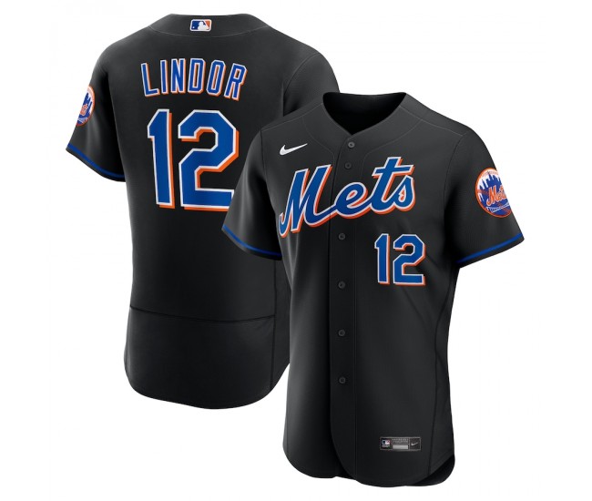 New York Mets Francisco Lindor Men's Nike Black 2022 Alternate Authentic Player Jersey