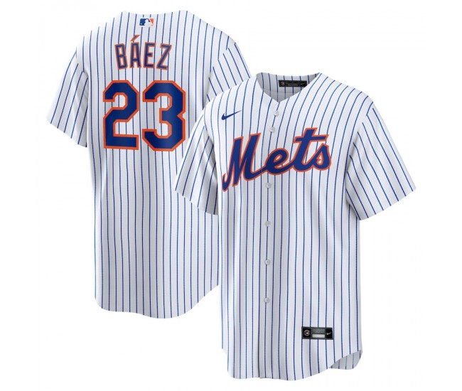 New York Mets Javier Báez Men's Nike White Home Official Replica Player Jersey