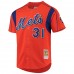 New York Mets Mike Piazza Men's Mitchell & Ness Orange Cooperstown Collection Mesh Batting Practice Jersey