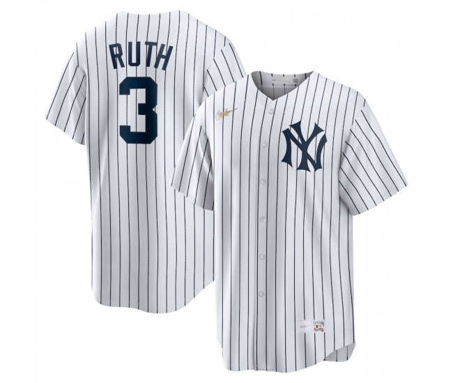 New York Yankees Babe Ruth Men's Nike White Home Cooperstown Collection Player Jersey