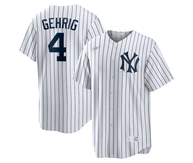 New York Yankees Lou Gehrig Men's Nike White Home Cooperstown Collection Player Jersey