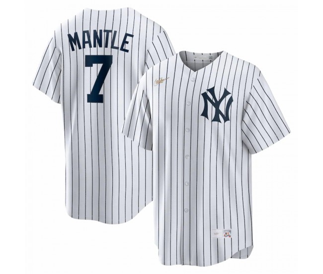 New York Yankees Mickey Mantle Men's Nike White Home Cooperstown Collection Player Jersey