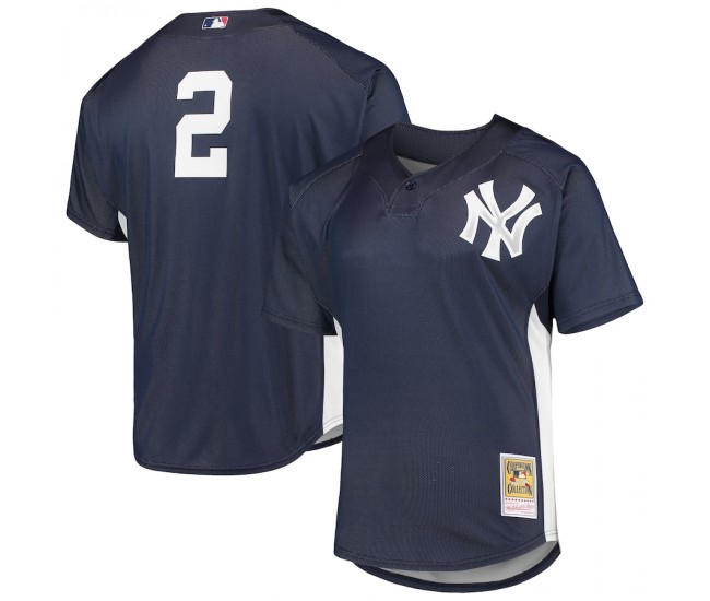 New York Yankees Derek Jeter Men's Mitchell & Ness Navy Cooperstown Collection Mesh Batting Practice Jersey