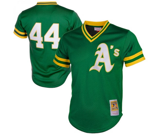 Oakland Athletics Reggie Jackson Men's Mitchell & Ness Green Cooperstown Mesh Batting Practice Jersey