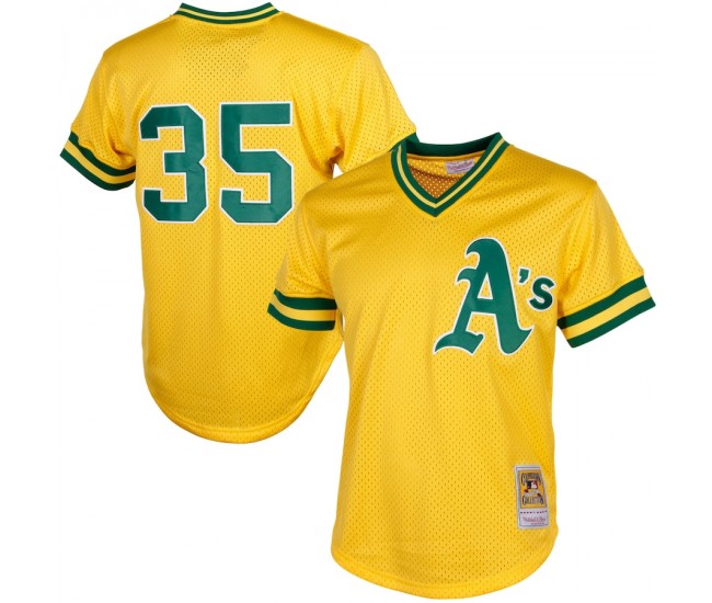 Oakland Athletics Rickey Henderson Men's Mitchell & Ness Yellow Cooperstown Mesh Batting Practice Jersey