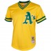 Oakland Athletics Rickey Henderson Men's Mitchell & Ness Yellow Cooperstown Mesh Batting Practice Jersey