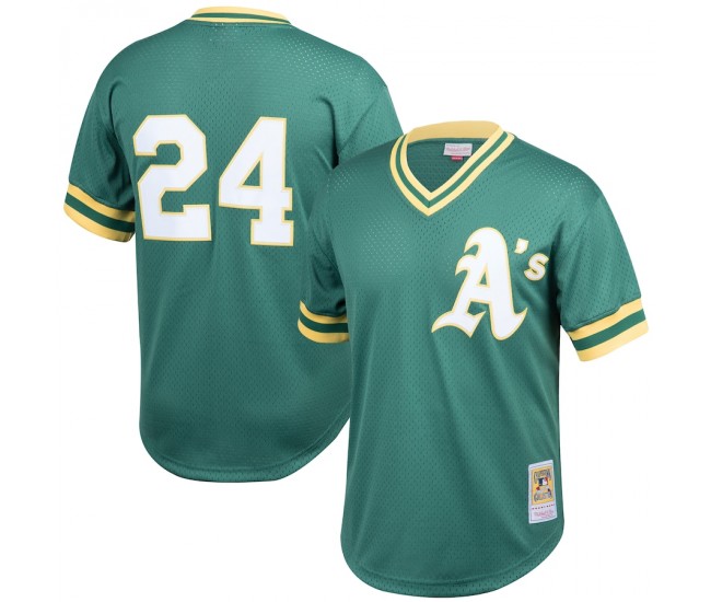 Oakland Athletics Rickey Henderson Men's Mitchell & Ness Green Cooperstown Collection Big & Tall Mesh Batting Practice Jersey