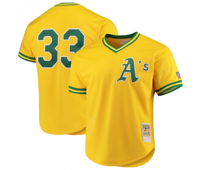 Oakland Athletics Jose Canseco Men's Mitchell & Ness Gold Cooperstown Collection Mesh Batting Practice Jersey