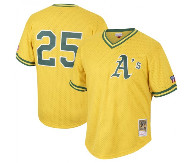 Oakland Athletics Mark McGwire Men's Mitchell & Ness Gold Cooperstown Collection Mesh Batting Practice Jersey