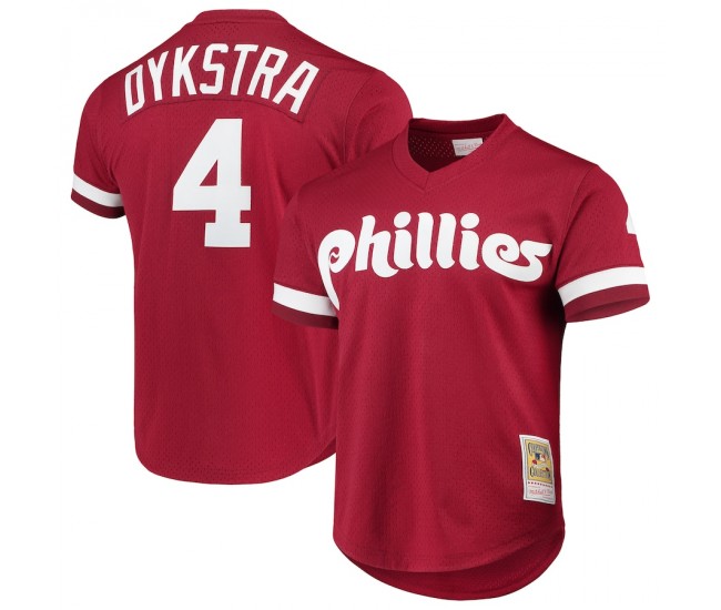 Mitchell & Ness Lenny Dykstra Philadelphia Phillies Cooperstown Collection Mesh Batting Practice Jersey - Scarlet