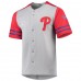 Philadelphia Phillies Stitches Button-Up Jersey - Gray/Red