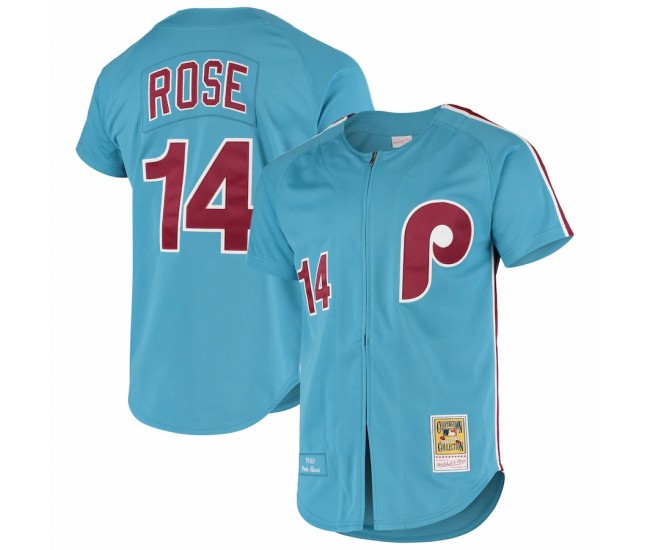 Philadelphia Phillies Pete Rose Men's Mitchell & Ness Light Blue Cooperstown Collection Authentic Jersey