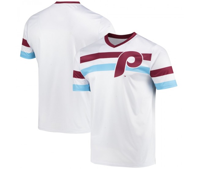 Philadelphia Phillies Men's Stitches White Cooperstown Collection V-Neck Jersey