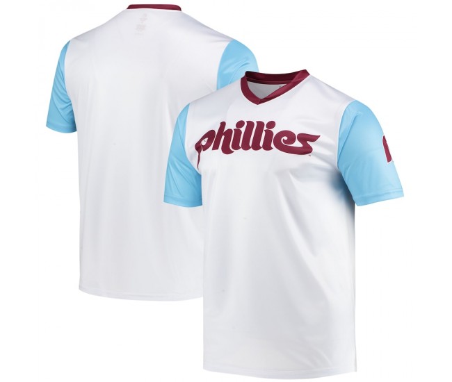 Philadelphia Phillies Men's Stitches White Cooperstown Collection Wordmark V-Neck Jersey