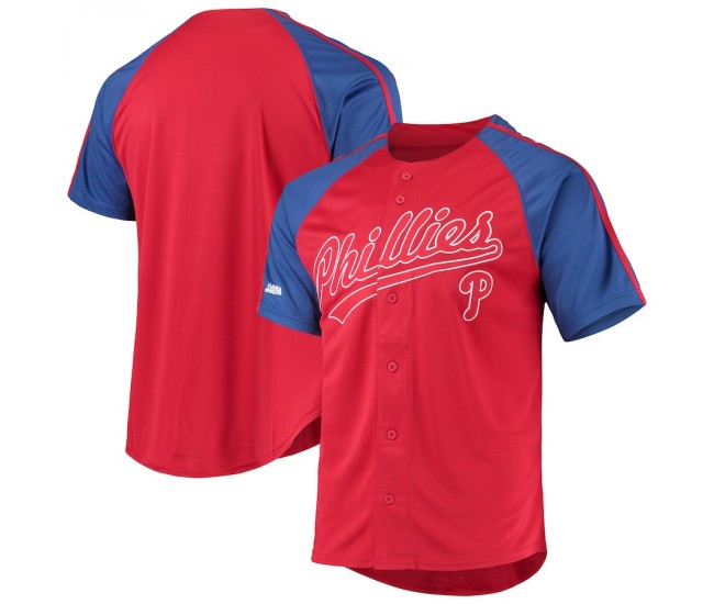 Philadelphia Phillies Men's Stitches Red Button-Down Raglan Replica Jersey