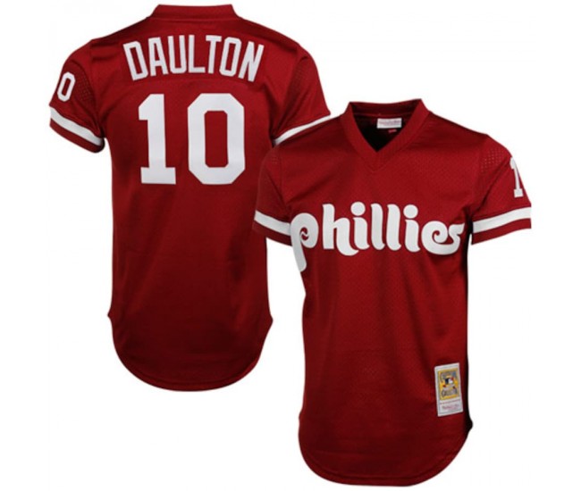 Philadelphia Phillies Darren Daulton Men's Mitchell & Ness Red Cooperstown Mesh Batting Practice Jersey