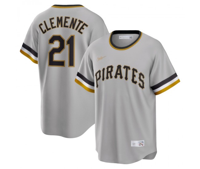 Pittsburgh Pirates Roberto Clemente Men's Nike Gray Road Cooperstown Collection Player Jersey