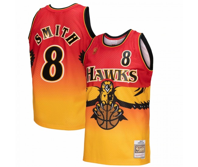 Atlanta Hawks Steve Smith Men's Mitchell & Ness Gold/Red 1996/97 Hardwood Classics Fadeaway Swingman Player Jersey