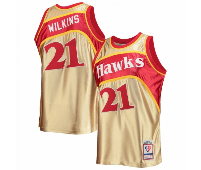 Atlanta Hawks Dominique Wilkins Gold Men's Mitchell & Ness 75th Anniversary 1986-87 Hardwood Classics Swingman Jersey