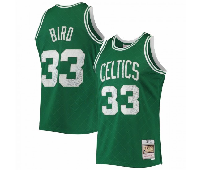 Boston Celtics Larry Bird Men's Mitchell & Ness Kelly Green 1996-97 Hardwood Classics NBA 75th Anniversary Diamond Swingman Jersey