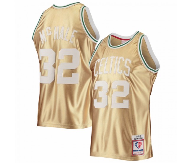 Boston Celtics Kevin McHale Gold Men's Mitchell & Ness 75th Anniversary 1985-86 Hardwood Classics Swingman Jersey