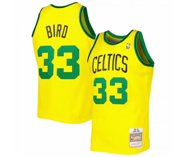 Boston Celtics Larry Bird Men's Mitchell & Ness Gold 1985-86 Hardwood Classics Reload 3.0 Swingman Jersey