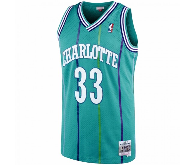 Charlotte Hornets Alonzo Mourning Men's Mitchell & Ness Teal 1992-93 Hardwood Classics Swingman Player Jersey