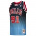 Chicago Bulls Dennis Rodman Men's Mitchell & Ness Black/Light Blue 1995/96 Hardwood Classics Fadeaway Swingman Player Jersey