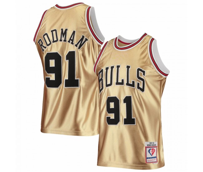 Chicago Bulls Dennis Rodman Gold Men's Mitchell & Ness 75th Anniversary 1997-98 Hardwood Classics Swingman Jersey