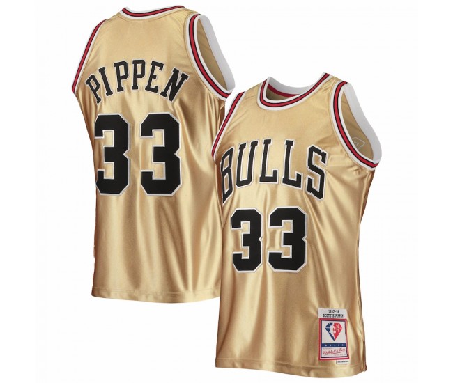 Chicago Bulls Scottie Pippen Gold Men's Mitchell & Ness 75th Anniversary 1997-98 Hardwood Classics Swingman Jersey