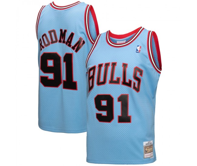 Chicago Bulls Dennis Rodman Men's Mitchell & Ness Light Blue 1997-98 Hardwood Classics Reload 3.0 Swingman Jersey